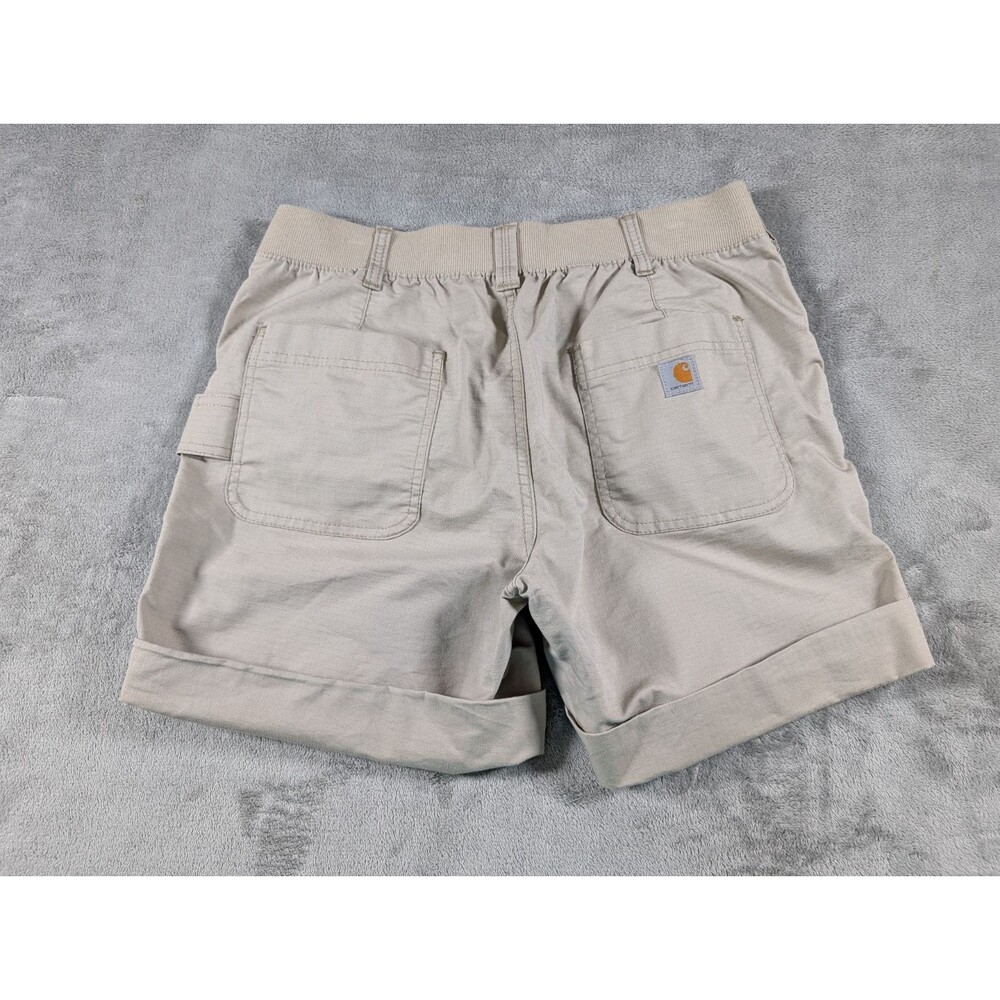 Carhartt Smithville Ripstop Shorts Womens 10 Tan Mid Rise Workwear Pockets - Picture 3 of 12
